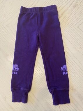 Roots Purple Kids Leggings with Logo- 2T